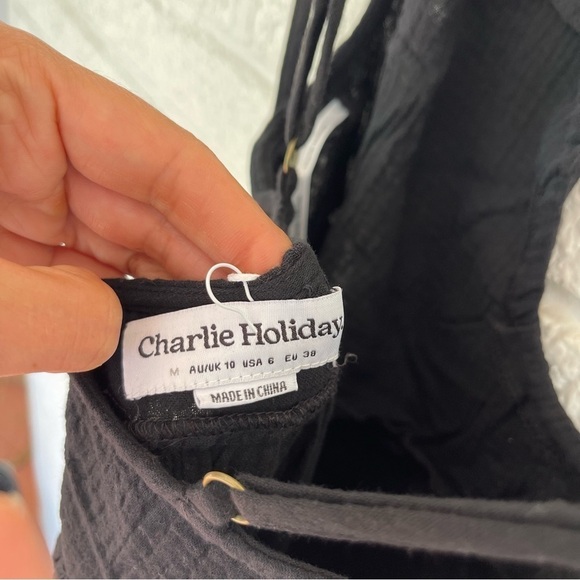 NEW Charlie Holiday Harlow Maxi Dress Gauze XIW6005 Black Medium NWT - Picture 4 of 9